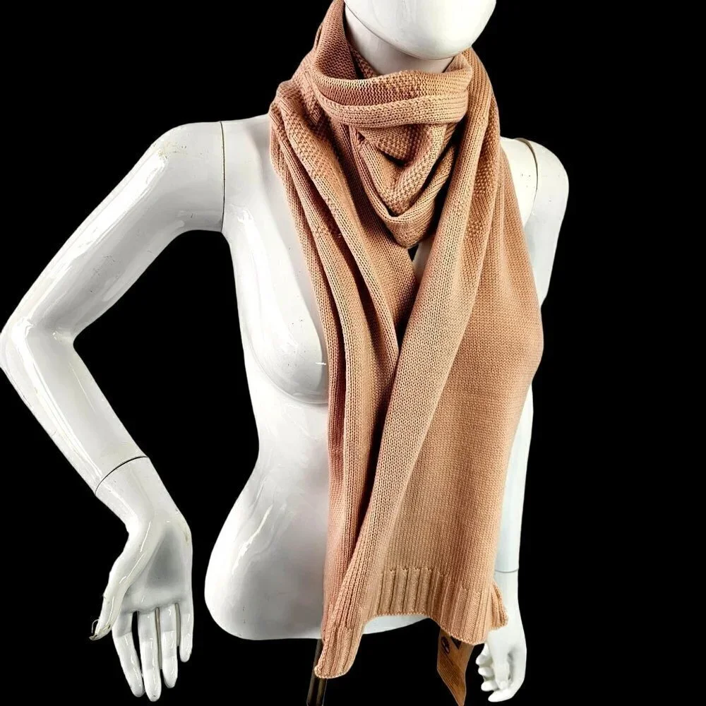 Timberland Signature Knit Scarf Pink Acrylic Rectangular Unisex 70